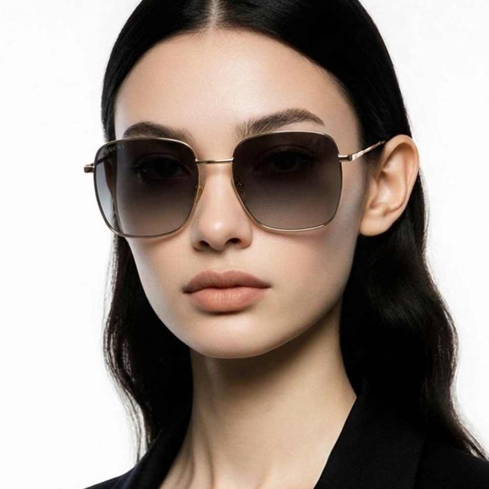 Gucci Gold Frame Gradient Brown Lens Sunglasses